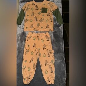Garanimals Tan Cactus Print Outfit Set Long Sleeve Shirt French Terry Joggers 2T